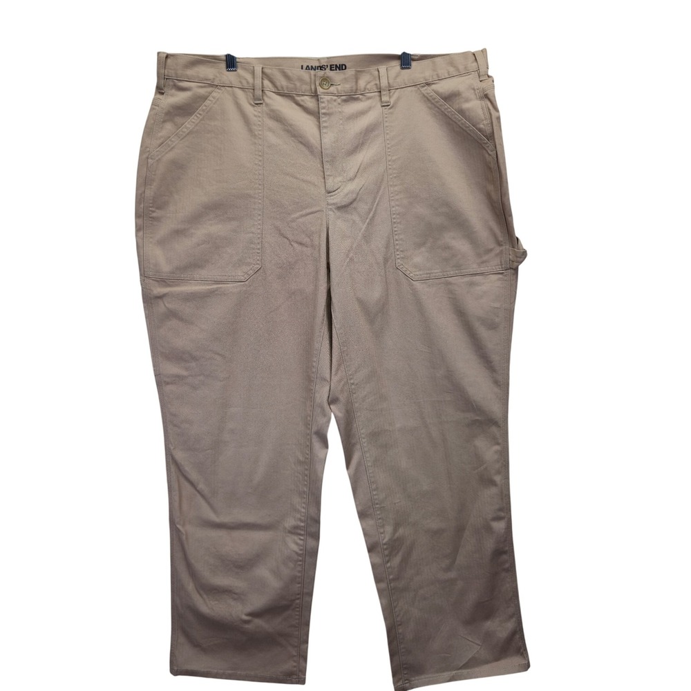 Lands' End Tan Carpenter Pants Womens 22W Hammer Loop Workwear Outdoors Utilty